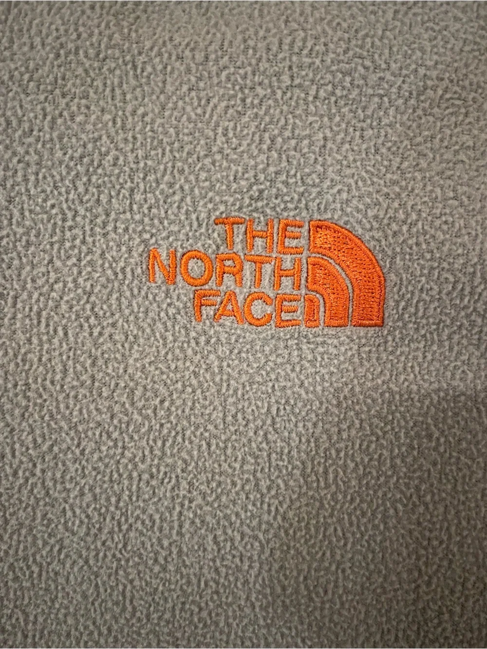 North Face Boys 14-16 Glacier Full Zip Fleece Hoodie Jacket Grey Black Orange